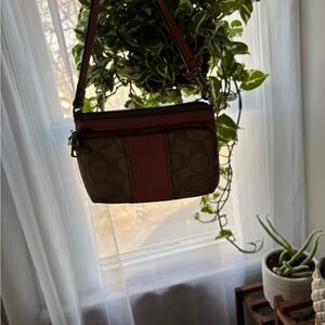 Coach Tan and pink wristlet